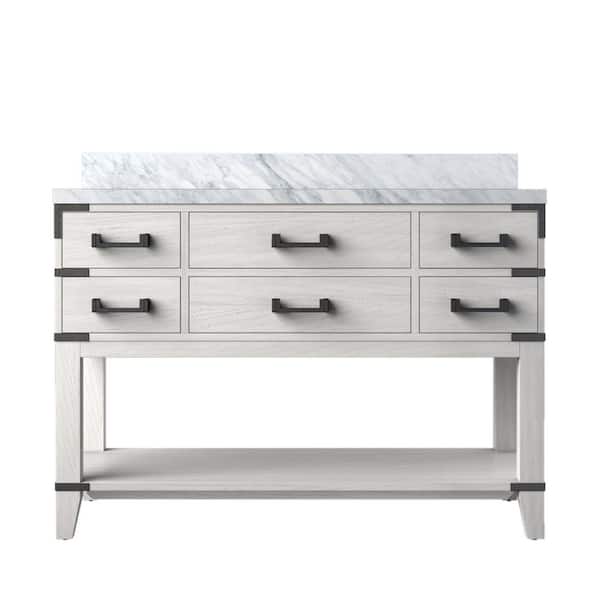 Irvington 48 in. W x 22 in. D White Oak Single Bath Vanity with Carrara Marble Top