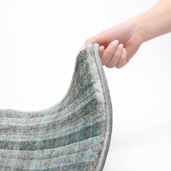Dream Shag Premium Machine Washable Abstract ADS534 Teal 9 ft. x 12 ft. Area Rug