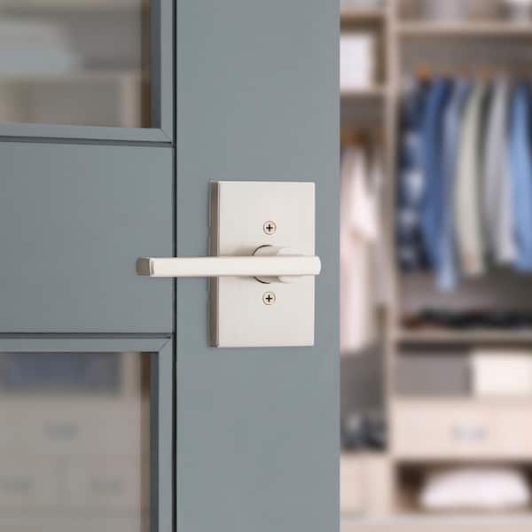 Kwikset Halifax Rectangle Rose Satin Nickel Dummy Door Handle with