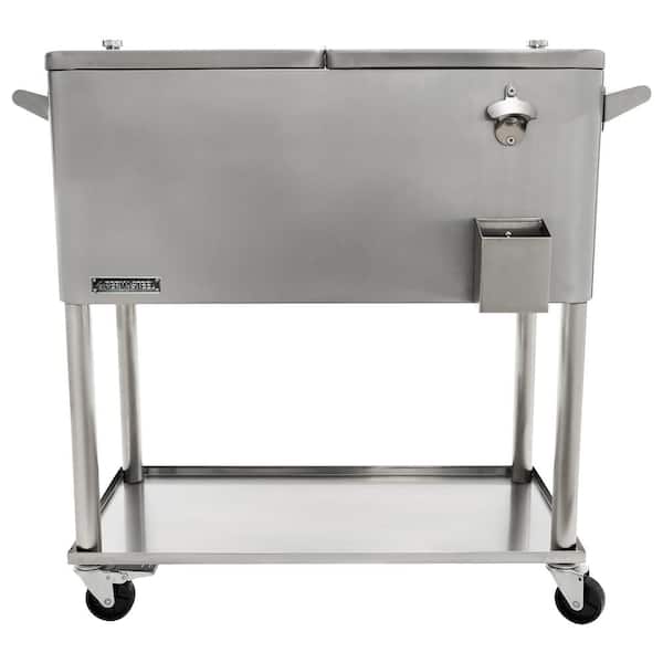 PERMASTEEL 80 Qt. Stainless Steel Patio Cooler With Bottom Tray