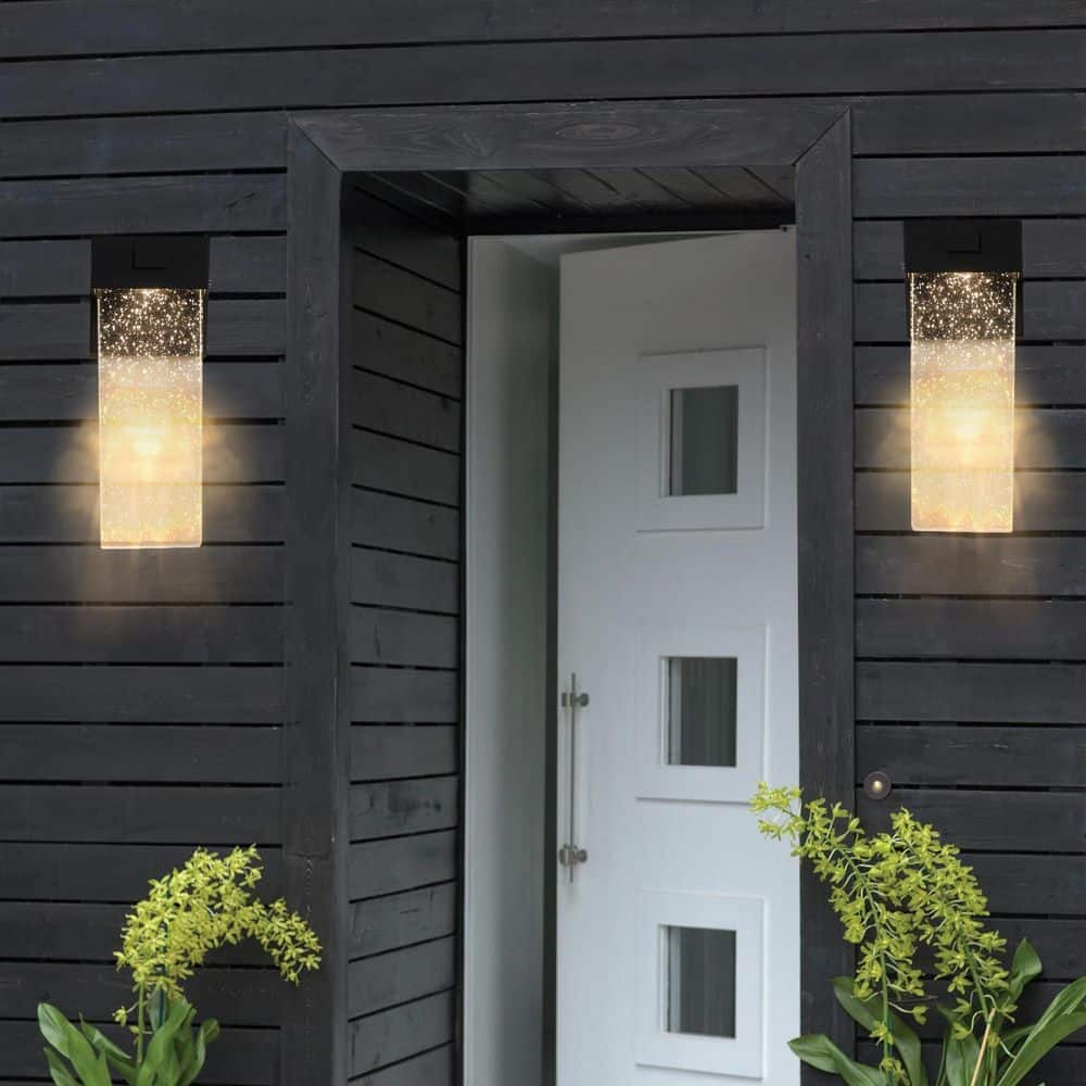 2-Pack Black Outdoor Wall Light Fixture Weatherproof LED Wall Sconce with Bubble Crystal and Light Sensor 12W Per Lamp price history on PriceWatchPro