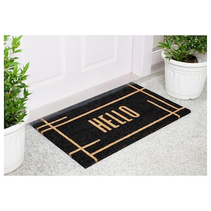 Modern Black Hello Doormat 30" x 48"