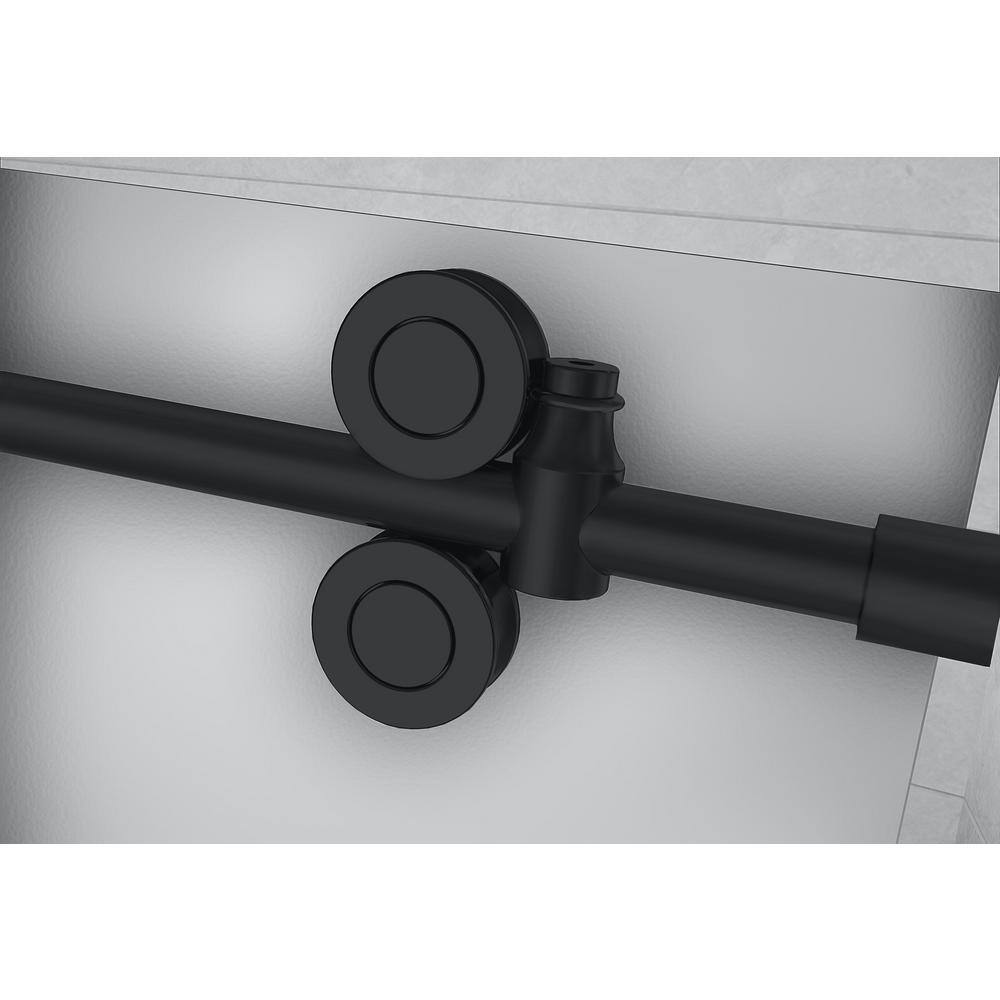Langham XL Matte Black Frameless Sliding Shower Enclosure with Frosted Glass