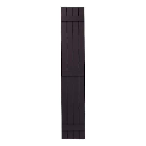 Ply Gem 15 in. x 81 in. Polypropylene 4-Board Closed Board and Batten Shutters Pair in Dark Berry