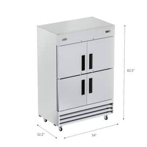 54 in. Half-Door Reach In Commercial Refrigerator in Stainless Steel, 47 cu. Ft