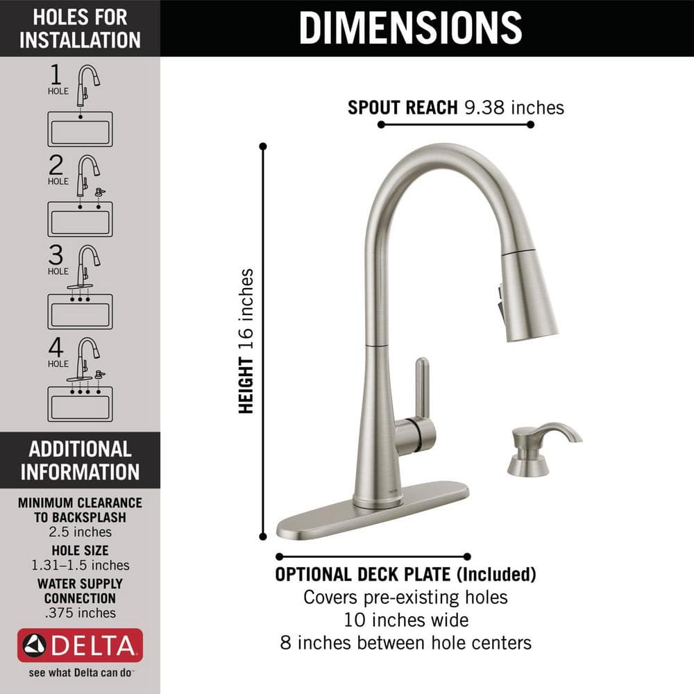 Spotshield Stainless Steel Pull-Down Kitchen Faucet with Soap Dispenser