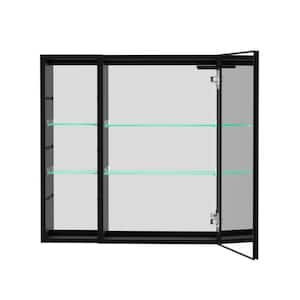 30 in. W x 30 in. H Rectangular Black Aluminum Surface Mount Medicine Cabinet with Mirror