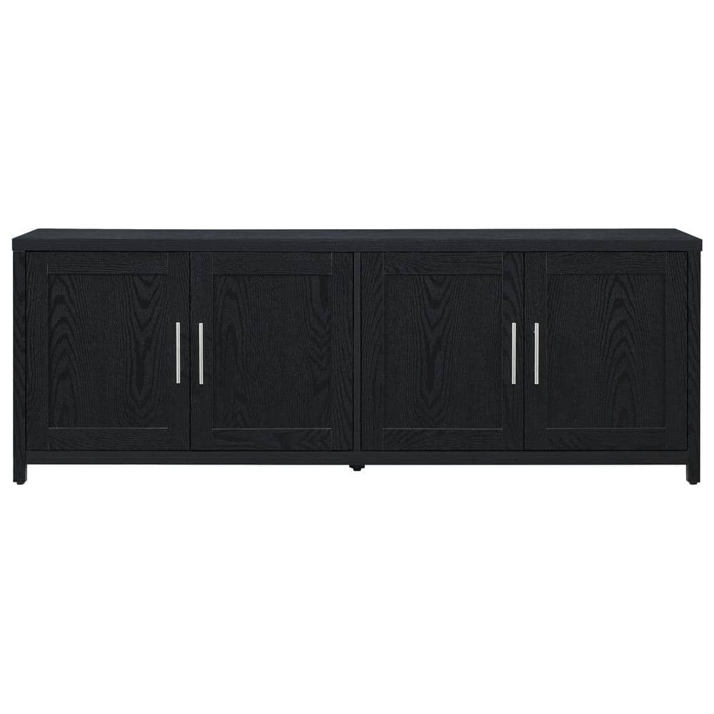 Transitional Black Grain MDF TV Stand with Enclosed Cabinets