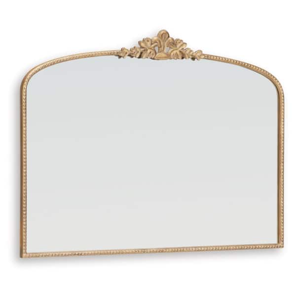 Signature DESIGN BY ASHLEY Tellora 36 in. W x 28 in. H Arch Metal Goldtone Framed Accent Mirror