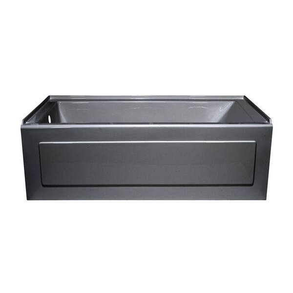 Lyons Industries Linear 5 ft. Whirlpool Tub with Left Drain in Silver Metallic