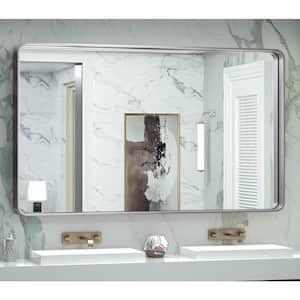 60 in. W x 36 in. H Rectangular Aluminum Framed Wall Mount Bathroom Vanity Mirror in Silver