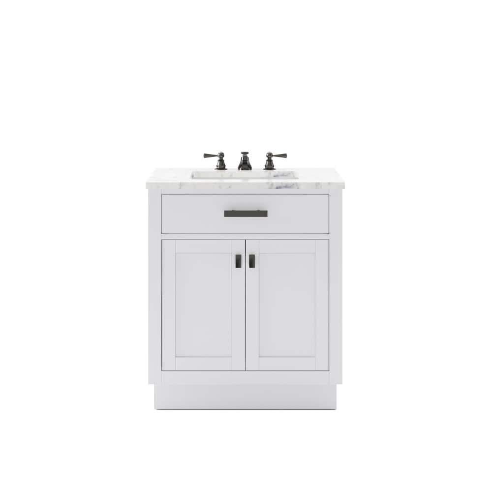 Hartford 30'' White Single Sink Vanity with Marble Top