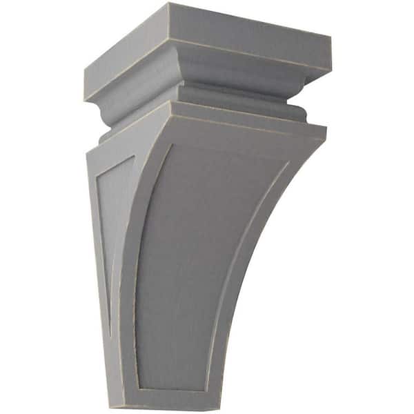 Ekena Millwork 6 in. x 12 in. x 6-3/4 in. Pebble Grey Large Nevio Wood Vintage Decor Corbel