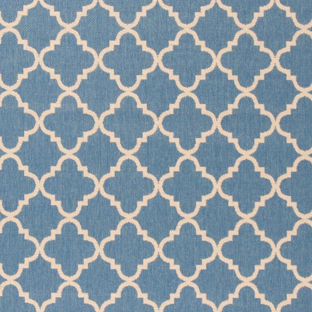 Blue and Cream Geometric 9' x 12' Synthetic Area Rug