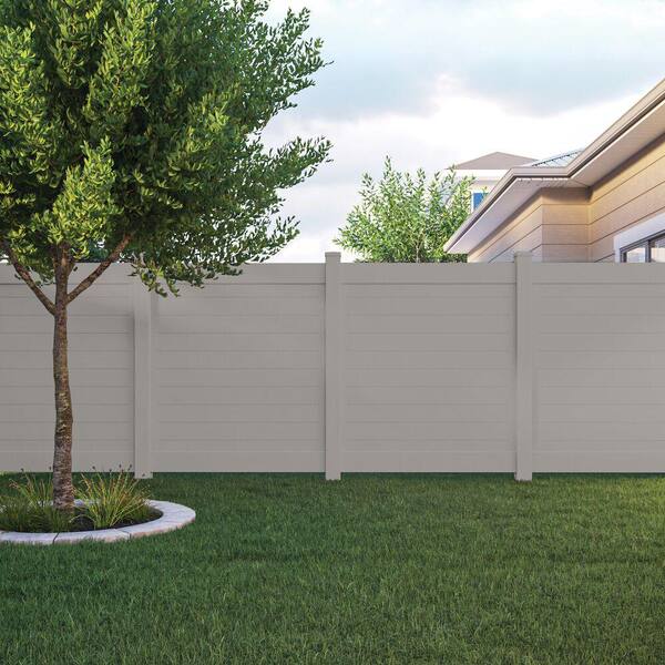 Horizontal Fence 5 in. x 5 in. x 108 in. Gray Vinyl End Post