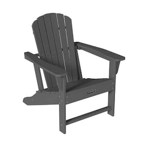 Classic Gray Patio Foldable Plastic Adirondack Chair with Wide Back
