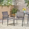 Noble House Luton Gray Armed Aluminum Outdoor Dining Chair (2-Pack ...