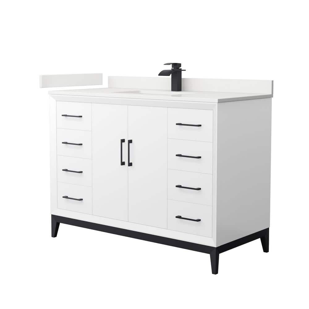 Amici 48 in. W x 22 in. D x 35.25 in. H Single Bath Vanity in White with White Quartz Top price history on PriceWatchPro