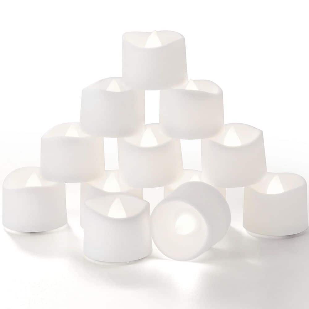1.3 in. x 1.5 in. Pure White Plastic Flameless LED Lantern Candles, Battery