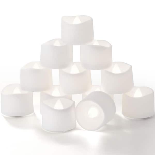 Angel Sar 1.3 in. x 1.5 in. Pure White Plastic Flameless LED Lantern Candles, Battery Operated Candles with Timer (12-Pack)