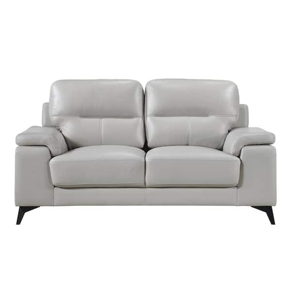 EVERGLADE HOME Argonne 66.75 in. Round Arm Faux Leather Straight in Gray