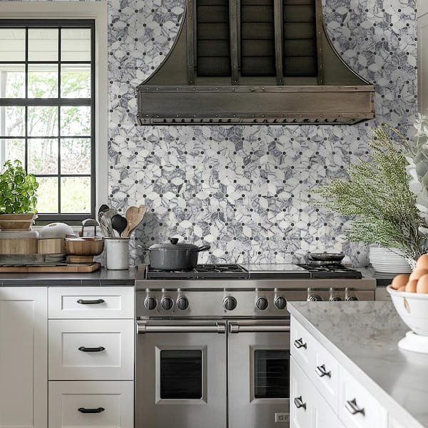 Cecily Lilac White 11 in. x 12 in. Polished Marble Mesh-Mounted Mosaic Floor and Wall Tile (9.6 sq. ft. /Case)