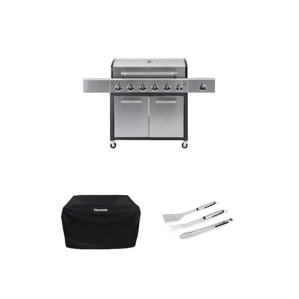 6-Burner XL Grill with Side Burner, 66 in. Grill Cover and 3-Pieces Grilling Tool Set