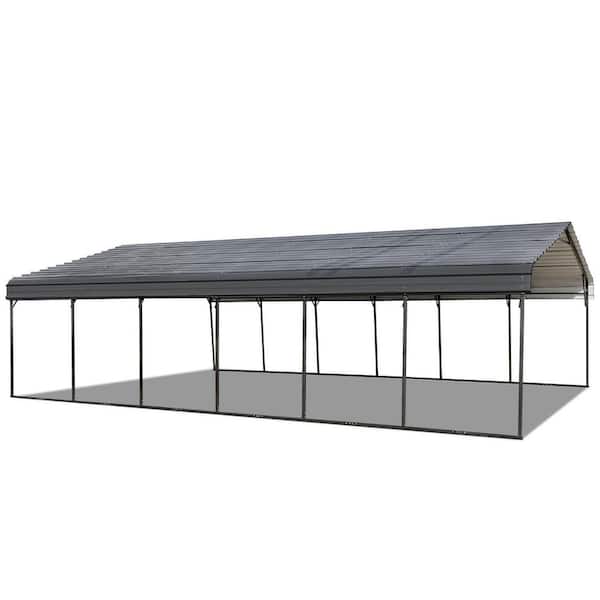 20 x 30 ft. Galvanized Steel Carport for 2 Cars, Tractors, Heavy-Duty All-Weather Shelter with Easy Assembly, Gray