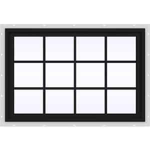 48 in. x 36 in. V-4500 Series Bronze FiniShield Vinyl Fixed Picture Window with Colonial Grids/Grilles
