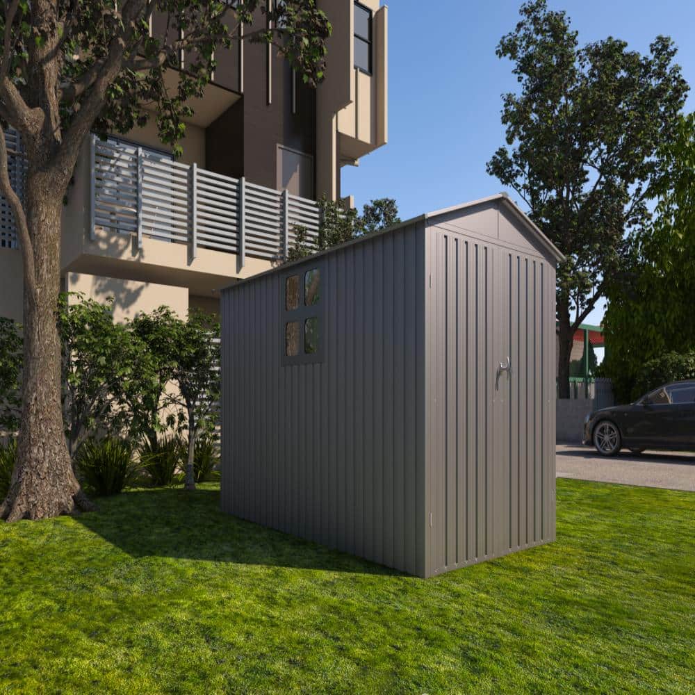 Grey Motorcycle Outdoor Steel Storage Shed With Window,without tracks and fixtures price history on PriceWatchPro