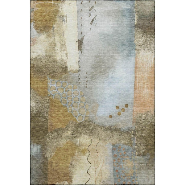 Mayfield Premium Machine Washable Abstract AMF2127 Brown 10 ft. x 14 ft. Area Rug