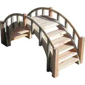 33 in. Fairy Tale Wood Garden Bridge with Decorative Picket Railings
