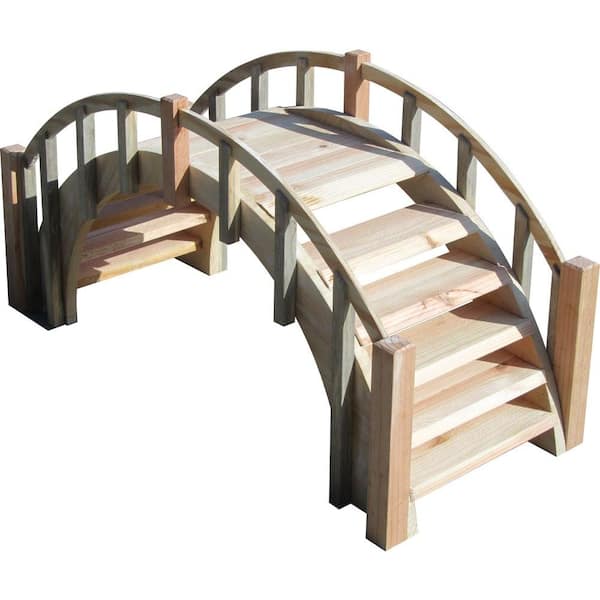 SamsGazebos 33 in. Fairy Tale Wood Garden Bridge with Decorative Picket Railings