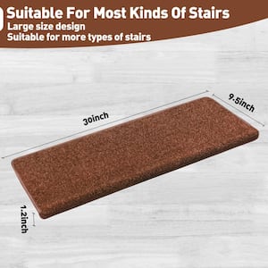 Brown 9.5 in. x 30 in. x 1.2 in. Bullnose Polypropylene Indoor Non-slip Carpet Stair Tread Cover (Set of 14)