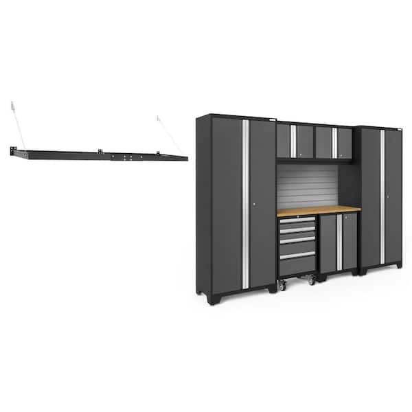 NewAge Products Bold Series 108 in. W x 76.75 in. H x 18 in. D 24-Gauge Steel Garage Cabinet Set in Gray (7-Piece)