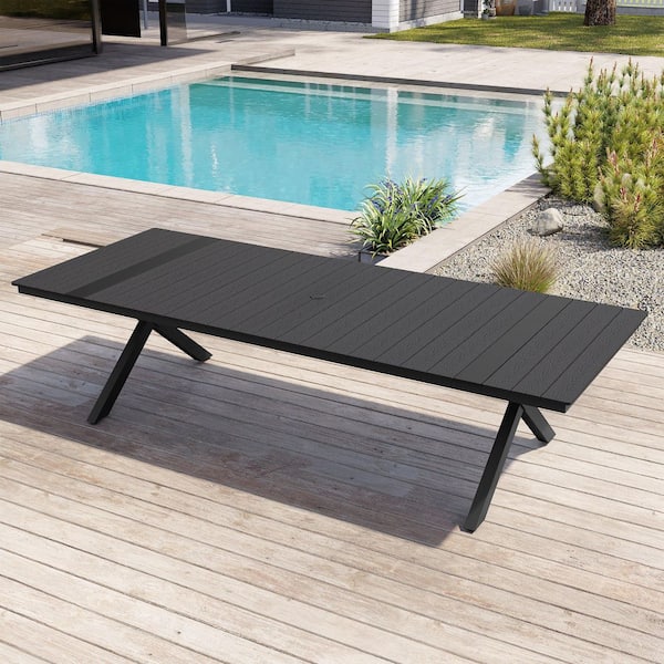 Wpc Tabletop Crestlive Products 118 in. Aluminum Outdoor Dining Table with 2 Size ...