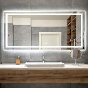 41 in. W x 20 in. H Large Rectangular Frameless Heavy Duty Aluminum Back Anti Fog Wall Bathroom Vanity Mirror LED Light