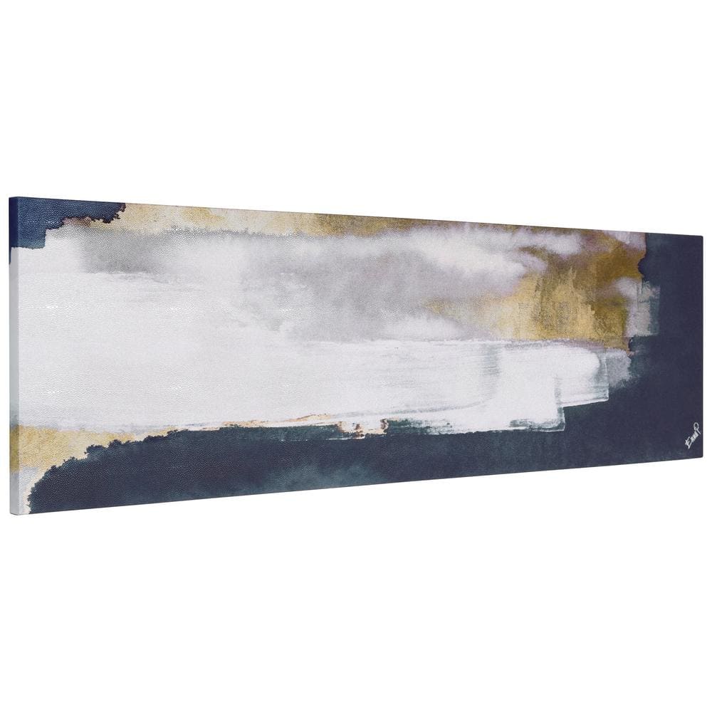 Silver Elegance I Abstract Canvas Wall Art in Blue, Gold, and Silver