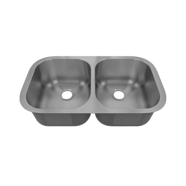 32 in. Undermount Double Bowl 18 Gauge 304 Stainless Steel Kitchen Sink