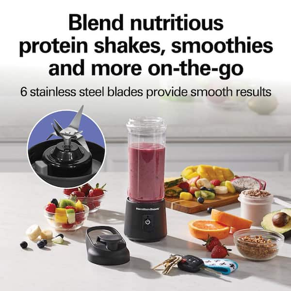 virksomhed camouflage kost Hamilton Beach Blend Now 16 oz. Single Speed Black Cordless Portable Blender  with Travel Lid 51180 - The Home Depot