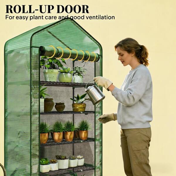 35.4 in. W x 19.3 in. D x 76 in. H Steel & Polyethylene Green Mini