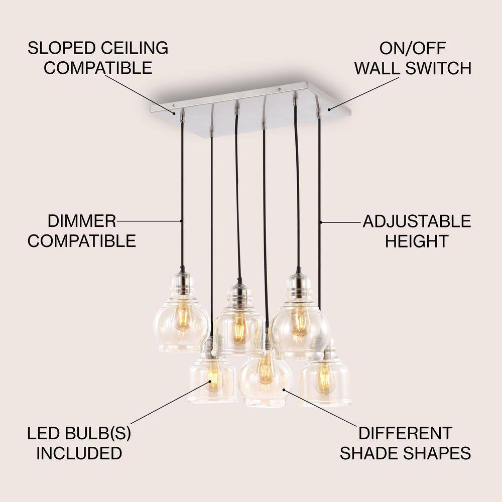 Sydney 18.88" Nickel Glass Bohemian LED Pendant Light