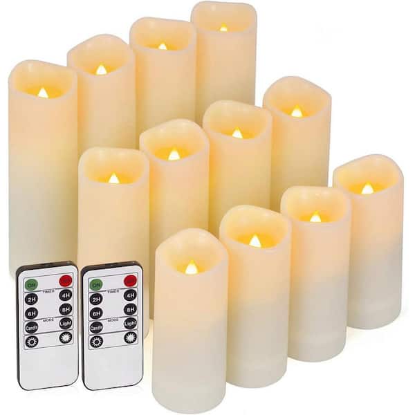 Ivory Battery Powered Unscented Resin Flameless LED Candles 12-Pack