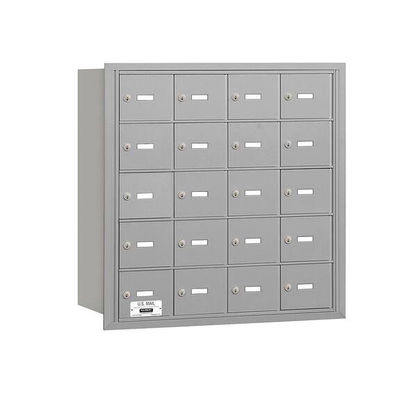 Salsbury Industries 3600 Series Aluminum Private Rear Loading 4B Plus Horizontal Mailbox with 20A Doors