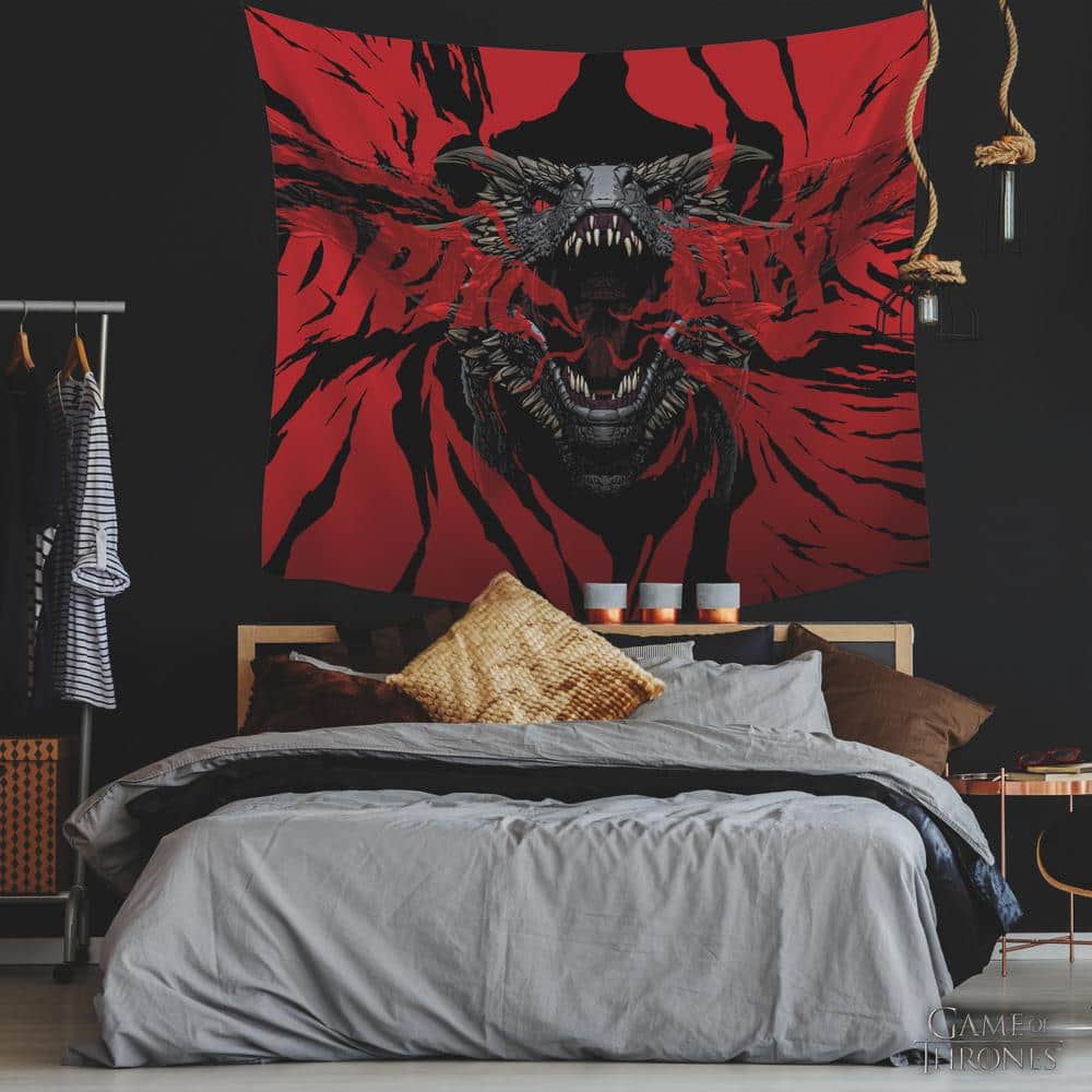Game of Thrones Dragon Tapestry in Black and Red Polyester