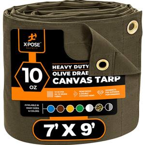 Canvas Heavy-Duty 7 ft. W X 9 ft. L Olive Drab 10 oz. Tarp