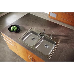 Dayton 33in. Drop-in 2 Bowl 22 Gauge  Stainless Steel Sink Only and No Accessories