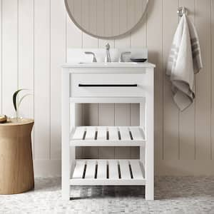 Cleveland, 24 in. W x 22 in. D x 38 in. H, Traditional Bath Vanity with Ceramic Top in White