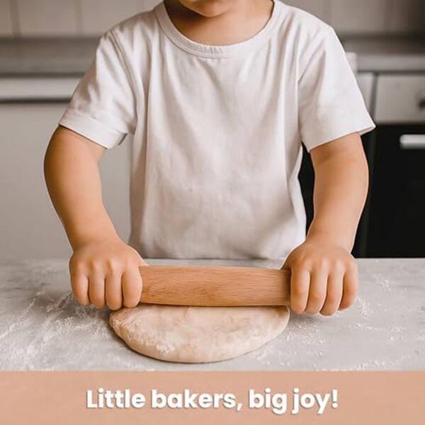 Small Wooden Rolling Pin - Non-Stick Dough Roller For Baking, Pastry, Pizza, Cookies, Kitchen Utensil, Easy To Clean - View #2