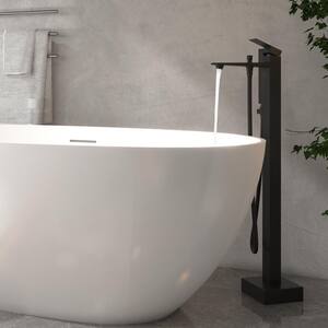 Single-Handle Claw Foot Freestanding Tub Faucet with Hand Shower in Matte Black